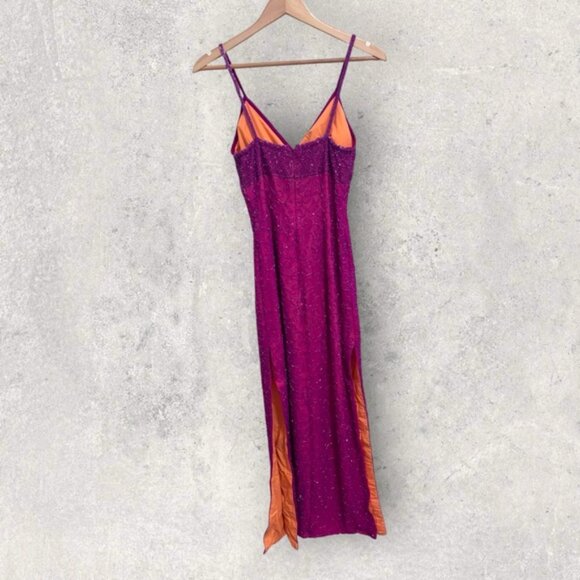 Vintage cache silk beaded maxi gown - Picture 6 of 12
